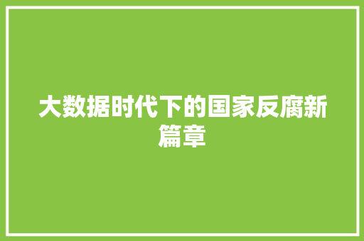大数据时代下的国家反腐新篇章