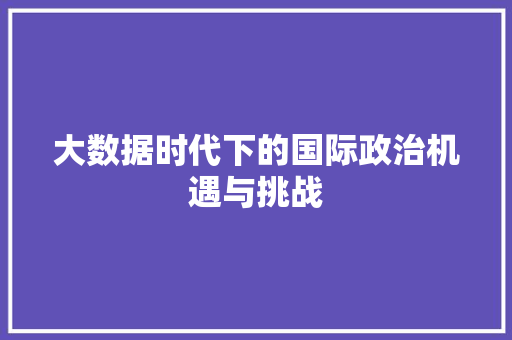 大数据时代下的国际政治机遇与挑战
