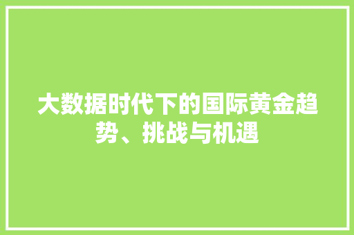 大数据时代下的国际黄金趋势、挑战与机遇