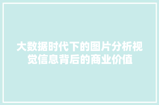 大数据时代下的图片分析视觉信息背后的商业价值  第1张