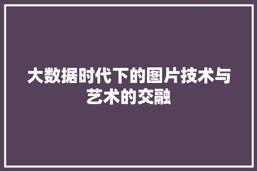 大数据时代下的图片技术与艺术的交融  第1张