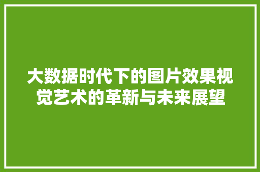 大数据时代下的图片效果视觉艺术的革新与未来展望  第1张