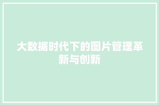 大数据时代下的图片管理革新与创新  第1张