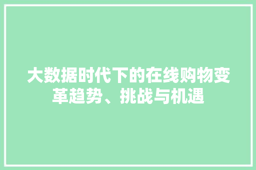 大数据时代下的在线购物变革趋势、挑战与机遇