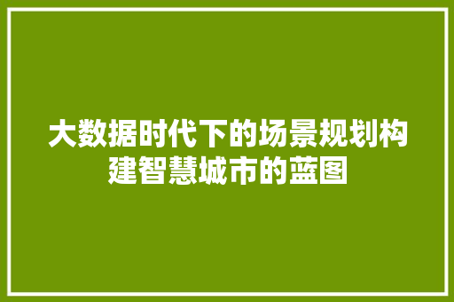 大数据时代下的场景规划构建智慧城市的蓝图