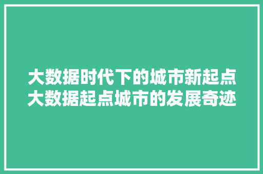 大数据时代下的城市新起点大数据起点城市的发展奇迹  第1张