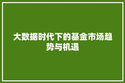 大数据时代下的基金市场趋势与机遇  第1张