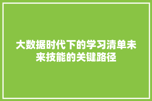 大数据时代下的学习清单未来技能的关键路径