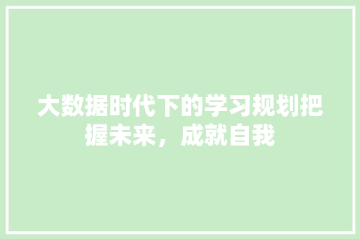 大数据时代下的学习规划把握未来，成就自我