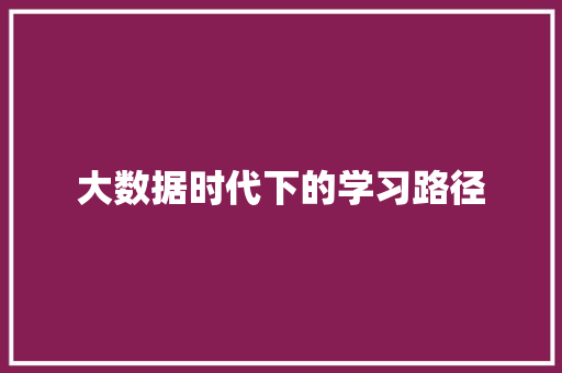 大数据时代下的学习路径