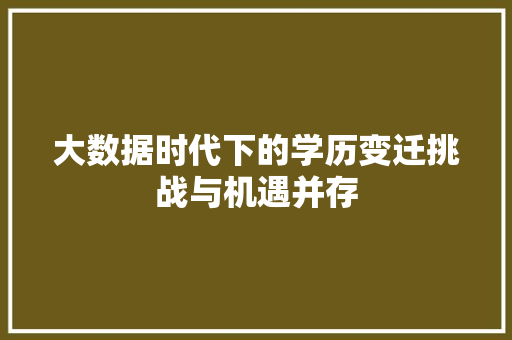 大数据时代下的学历变迁挑战与机遇并存
