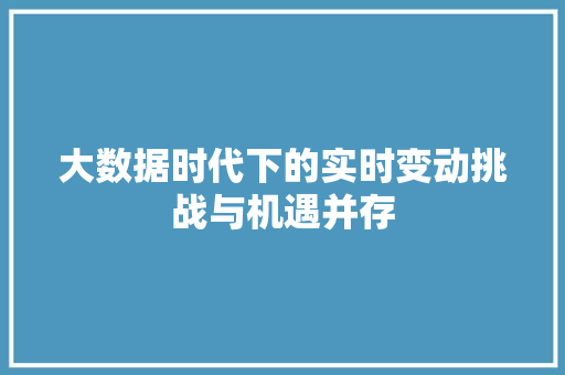 大数据时代下的实时变动挑战与机遇并存