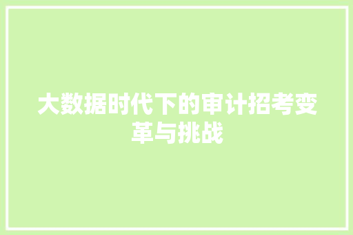 大数据时代下的审计招考变革与挑战  第1张