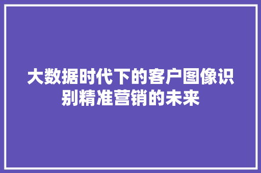 大数据时代下的客户图像识别精准营销的未来