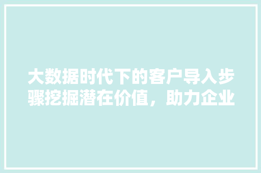 大数据时代下的客户导入步骤挖掘潜在价值，助力企业腾飞  第1张