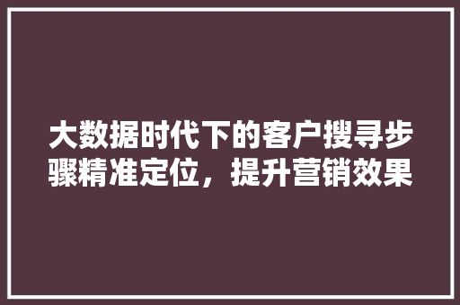 大数据时代下的客户搜寻步骤精准定位，提升营销效果  第1张