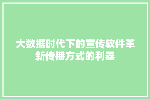 大数据时代下的宣传软件革新传播方式的利器  第1张