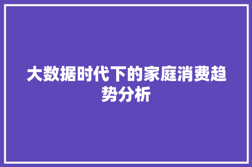 大数据时代下的家庭消费趋势分析  第1张