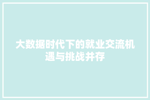 大数据时代下的就业交流机遇与挑战并存  第1张