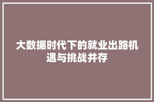 大数据时代下的就业出路机遇与挑战并存  第1张