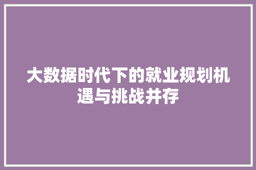 大数据时代下的就业规划机遇与挑战并存  第1张