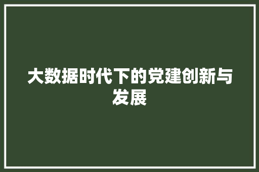 大数据时代下的党建创新与发展  第1张