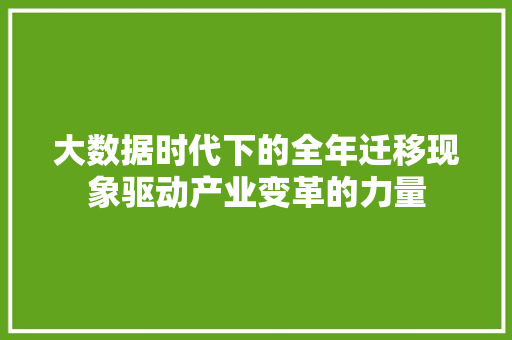大数据时代下的全年迁移现象驱动产业变革的力量  第1张