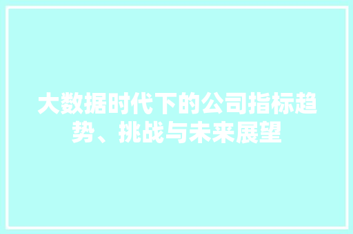 大数据时代下的公司指标趋势、挑战与未来展望  第1张