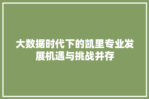 大数据时代下的凯里专业发展机遇与挑战并存  第1张