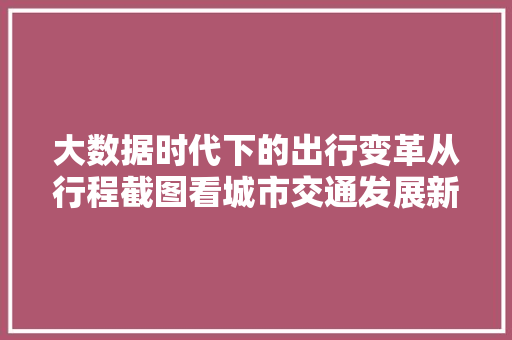 大数据时代下的出行变革从行程截图看城市交通发展新趋势  第1张