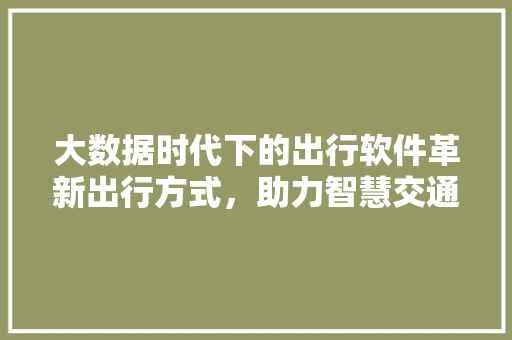 大数据时代下的出行软件革新出行方式，助力智慧交通  第1张