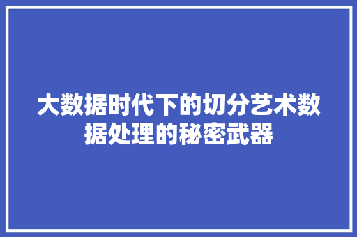 大数据时代下的切分艺术数据处理的秘密武器