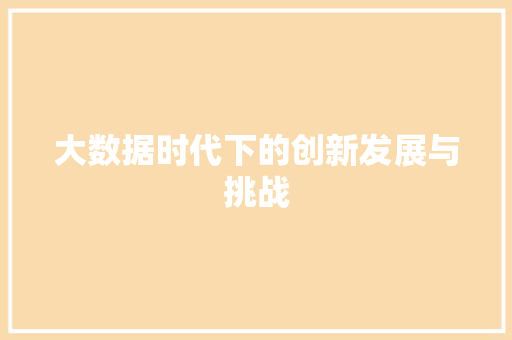 大数据时代下的创新发展与挑战  第1张