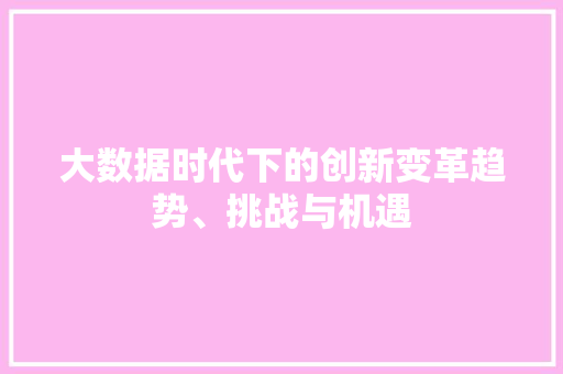 大数据时代下的创新变革趋势、挑战与机遇  第1张