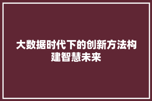 大数据时代下的创新方法构建智慧未来  第1张