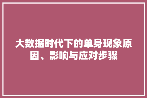 大数据时代下的单身现象原因、影响与应对步骤