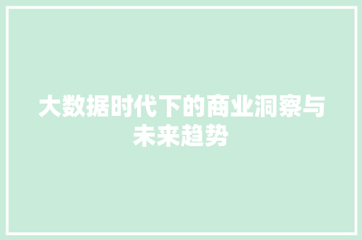 大数据时代下的商业洞察与未来趋势  第1张