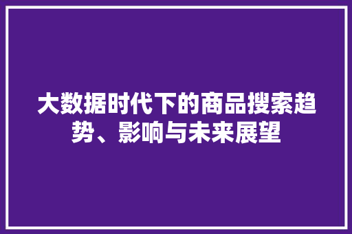 大数据时代下的商品搜索趋势、影响与未来展望  第1张