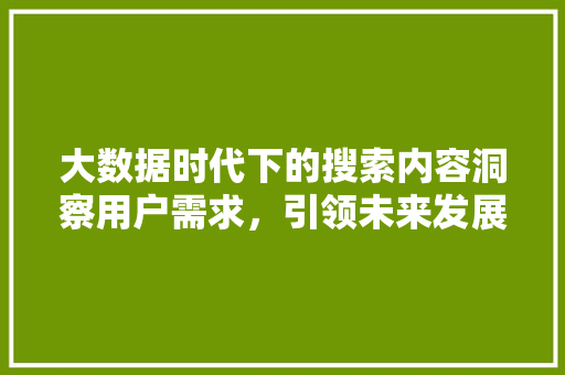 大数据时代下的搜索内容洞察用户需求，引领未来发展  第1张