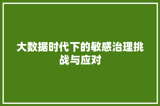 大数据时代下的敏感治理挑战与应对