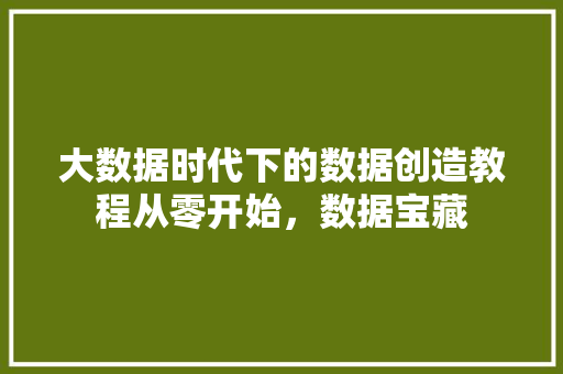 大数据时代下的数据创造教程从零开始，数据宝藏  第1张