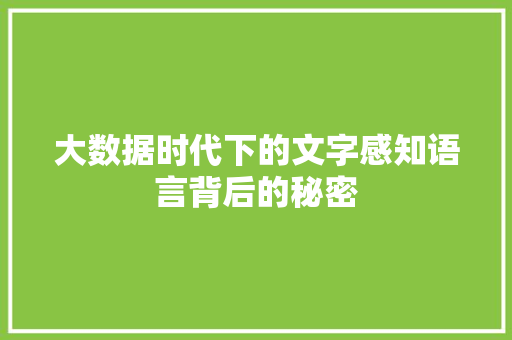 大数据时代下的文字感知语言背后的秘密