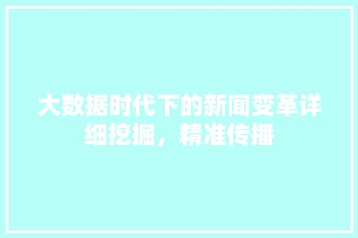 大数据时代下的新闻变革详细挖掘，精准传播  第1张