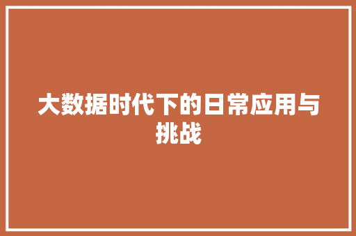大数据时代下的日常应用与挑战  第1张