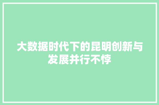 大数据时代下的昆明创新与发展并行不悖  第1张