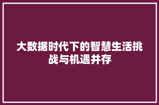 大数据时代下的智慧生活挑战与机遇并存
