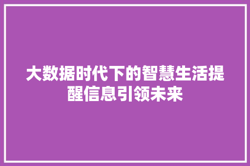 大数据时代下的智慧生活提醒信息引领未来