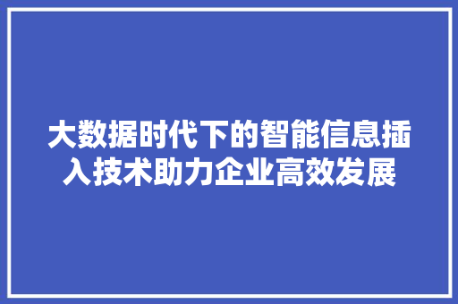 大数据时代下的智能信息插入技术助力企业高效发展