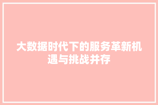 大数据时代下的服务革新机遇与挑战并存  第1张