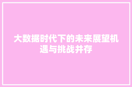 大数据时代下的未来展望机遇与挑战并存  第1张
